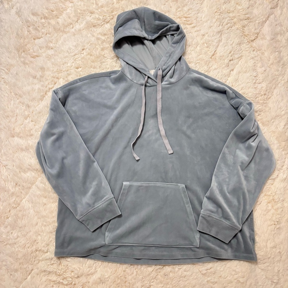 Loft | Grey velour hoodie athleisure loungewear